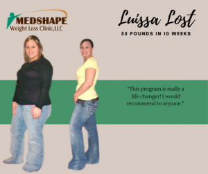 Before and after: Luissa lost 55 pounds in 10 weeks with MedShape Weight Loss